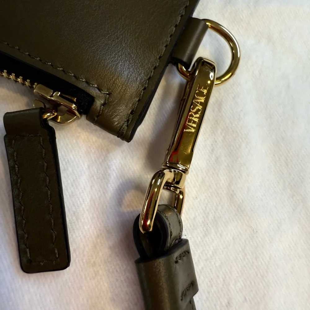 Versace Olive Green Clutch with Gold Medallion - Picture 4 of 4